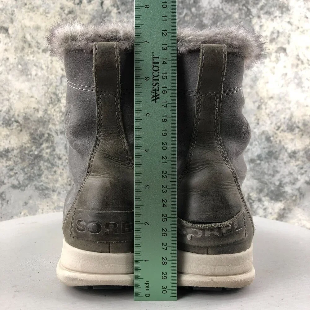 Sorel Women's Size 8 Explorer Joan Quarry Grey Waterproof Leather Suede Boots